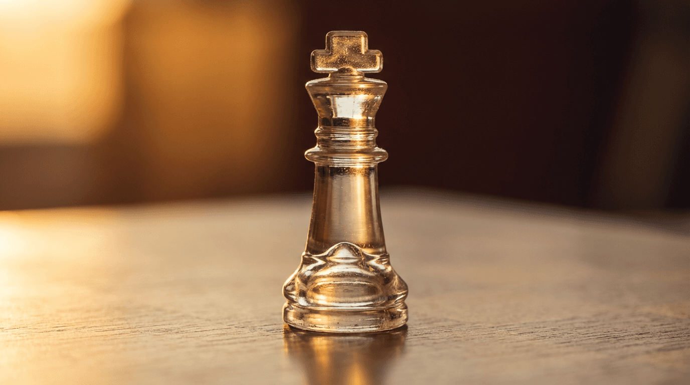 Child's hand resting on a chessboard with pieces set for a game